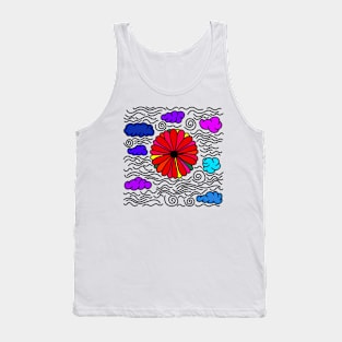 Clouds & A Vibrant Flower Tank Top